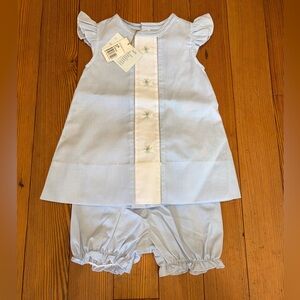 NEW Light Blue Girls' Matching Set with Hand Embroidery